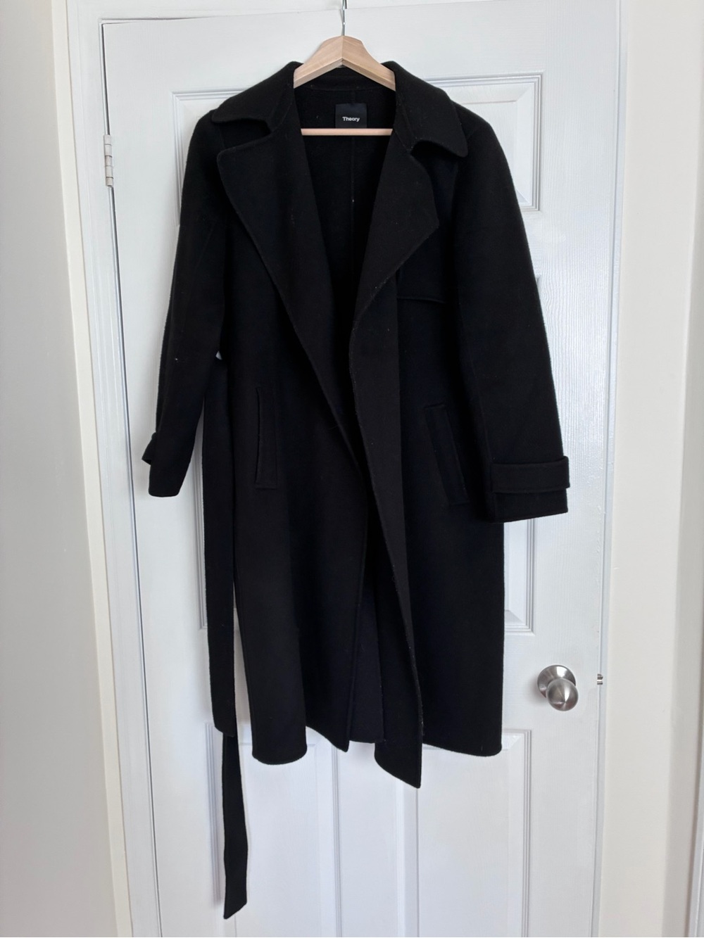 Theory Black Wool Coat with Belt